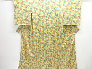 大正ロマン　錦紗葉模様着物